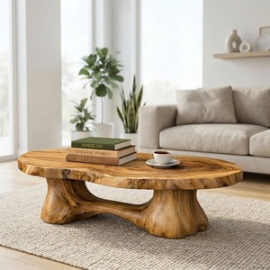 Wholesale Handmade Natural Wood <b>Coffee</b> <b>Table</b> Durable Japandi Wabi-Sabi Decor Organic Modern Live Edge - Product Image 3