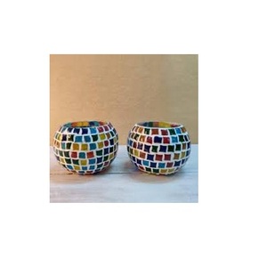 Customized Logo Hand Straight Shape Mosaic Glass Tealight Candle Holder <b>Container</b> for Home Wedding Party Decoration - Product Image 6