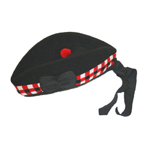 Casquette Glengarry en laine beige OEM personnalisée avec pompon marron, nœud noir et queues de ruban pour tenue écossaise des Highlands - Product Image 2