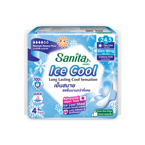 Toallas Sanita Ice Cool Slim Wing de 24.5cm para Flujo Abundante, Uso Diario, con Control de Olores y Absorción Rápida - Product Image 1