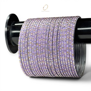 Lavender Glitter Stainless Steel Purple <b>Bangles</b> Set for Women Modern Wedding Party Fashion Indian Jewelry at Wholesale Price - Product Image 5