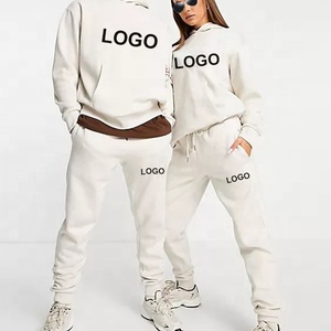 Survêtement unisexe de haute qualité 100% coton surdimensionné ensemble de jogging à capuche avec impression de logo personnalisé pour hommes en été - Product Image 5
