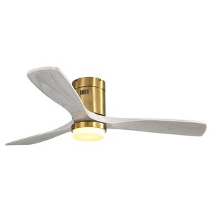 Ventilatore da Soffitto LED Decorativo da 52 Pollici con Luce LED Dimmerabile, Telecomando a 6 Velocità, 3 Pale in Legno Massello, Motore DC Reversibile per Soggiorno - Product Image 1