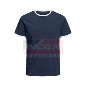 Camiseta de Manga Corta para Hombre INDEX, Color Verde Oliva, Cuello Redondo, Informal, de Algodón Jersey, Color Sólido, Ribete en Contraste, Corte Regular - Product Image 3