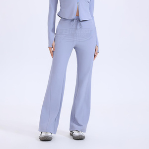 Pantalones de Yoga de Pierna Recta con Cintura Elástica, de Forro Polar a Cuadros para Invierno, Transpirables, de Secado Rápido, Cómodos y Elásticos - Product Image 5