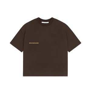 T-shirt 100% coton pour homme, coupe ample, imprimé, 240 GSM, coton, taille XL, marron, impression personnalisée sur la poitrine, style streetwear urbain. - Product Image 1