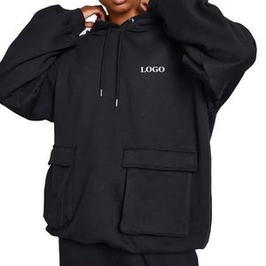 Nouveau design sweat à capuche avec logo personnalisé pas cher prix sweat à capuche avec cordon de serrage multi-poches sweats à capuche avec épaules tombantes pour femme respirant et décontracté - Product Image 1