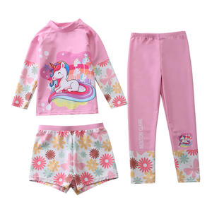 Pink <b>Unicorn</b> Rash Guard Set Long Sleeve Top <b>Leggings</b> Shorts Swimwear Adult Men Spandex/Polyester UPF50+ Quick Dry - Product Image 4