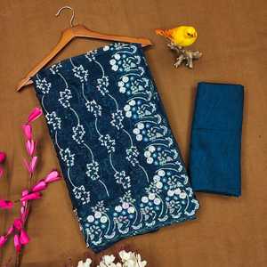 Saree de travail de broderie de séquence de concepteur pour les fêtes vêtements indiens et pakistanais - Product Image 6