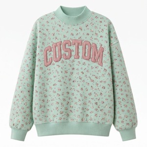 Sweat-shirt surdimensionné personnalisé pour femme, col montant, motif floral, pull à manches longues, col montant, haut décontracté confortable - Product Image 1