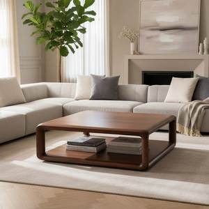 Mesa de Centro Moderna de Madera de Teca, Mesa Baja Minimalista Estilo Japandi, Mesa de Centro de Teca Sólida para Sala de Estar - Product Image 4