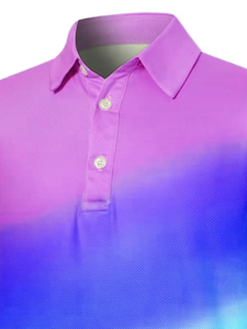เสื้อโปโลผู้ชายสไตล์ลำลอง พิมพ์ลายดิจิทัล สีไล่ระดับ คลาสสิก แขนสั้น ระบายอากาศได้ดี ทรงปกติ ผ้าถัก - Product Image 2