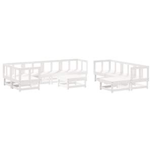 Conjunto de Muebles de Jardín Modulares Grandes de Madera de Pino Macizo y Contrachapado Blanco, Colección de Muebles de Alta Calidad de Varias Piezas - Product Image 3