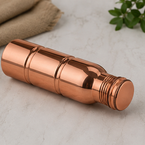 Bouteille d'eau artisanale en cuivre pur segmentée à anneaux multiples, pour la maison, les voyages et les fêtes - Product Image 3