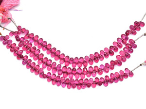 AAA Tourmaline 6mm-10mm Faceted Teardrop Briolette Natural <b>Pink</b> Rubellite Tourmaline Hydro Quartz Gemstone Drop Bead for Jewelry - Product Image 1