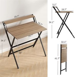 Walnut Wood Folding Computer <b>Desk</b> for Small Spaces Home Office <b>Foldable</b> <b>Desk</b> - Product Image 6