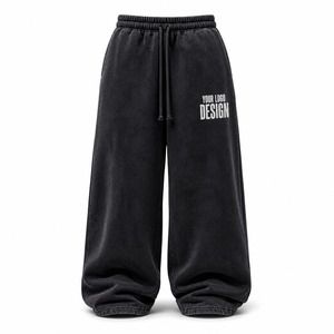 DISTRESSED VINTAGE <b>BAGGY</b> PANTS <b>MEN</b> WASHED WIDE LEG <b>TROUSERS</b> OVERSIZED STREETWEAR LOOSE FIT CUSTOM OEM PRIVATE LABEL - Product Image 3
