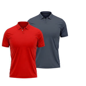 Polo en maille à séchage rapide pour homme, manches courtes, couleur unie, vêtements décontractés, noir et bleu marine, polyester - Product Image 6