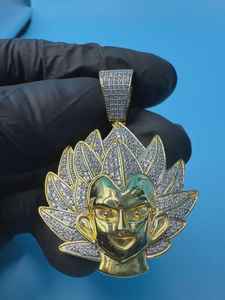 Colgante de Son Goku de Dragon Ball Z, Plata de Ley 925, Joyería Hip Hop, Chapado en Oro, con Incrustaciones de Moissanita VVS, Colgante Personalizado - Product Image 4
