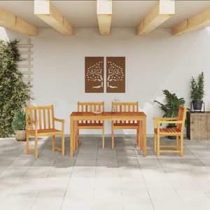 Juego de comedor de jardín de madera maciza de acacia marrón de 5 piezas - Product Image 4