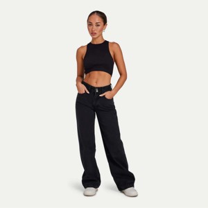Pantalones Vaqueros Anchos de Moda para Mujer, Estilo Desgastado, Cintura Baja, con Impresión de Logotipo Personalizado - Product Image 1