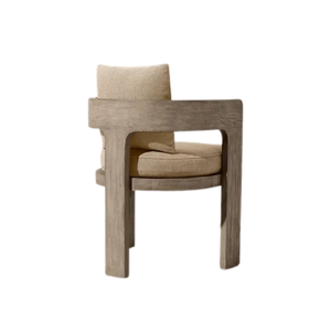 Chaise de salle à manger d'extérieur en teck massif, siège rembourré de qualité supérieure, design à accoudoirs courbes, mobilier contemporain pour hôtel et complexe hôtelier - Product Image 4