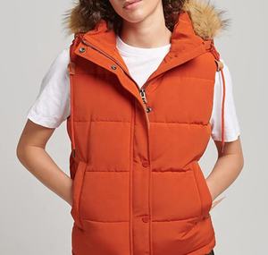 Gilet d'extérieur chaud pour femme, Gilet matelassé à la mode avec capuche en fourrure - Product Image 2