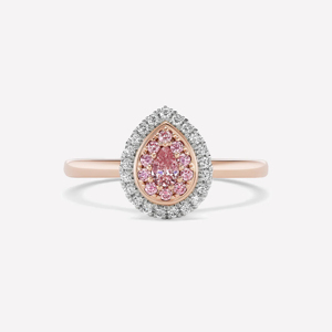 Bague de fiançailles en diamant rose taille poire, or rose 18 carats, bijoux fins romantiques pour femmes - Product Image 1