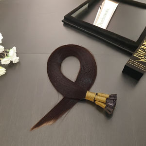 Extensiones de pegamento para el cabello de queratina de punta plana de templo crudo Remy indio de calidad superior Extensiones de cabello liso sedoso natural sin procesar - Product Image 1