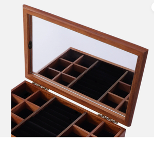 Boîte de rangement pour bijoux en bois avec tiroir, organiseur de bagues, boucles d'oreilles et accessoires pour femmes - Product Image 5