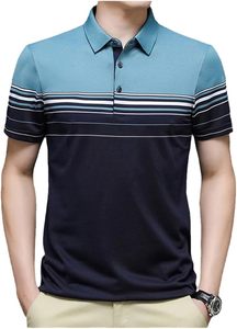 T-shirt formel professionnel en coton pour homme, rayé, tendance, séchage rapide, idéal pour le bureau en été - Product Image 3