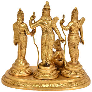 7-Inches Handmade Brass Sculpture of Lord Ram Darbar For <b>Home</b> <b>Decor</b>, <b>Gifting</b> and Temple Made In India - Product Image 2
