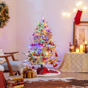 4.5/6/7 Feet Flocked Christmas <b>Tree</b> with 8 Lighting Modes and Multi-Color <b>LED</b> Lights - Product Image 3