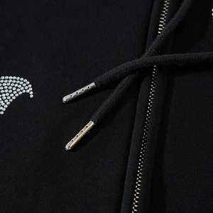 Sudadera con capucha personalizada Y2K con gráfico de murciélago y pedrería, estilo oversize, streetwear, Harajuku, hip hop, gótica, negra, unisex. - Product Image 5