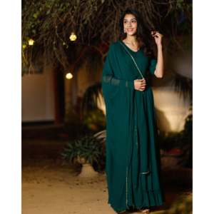 Robe en sequins vert brillant pour femme Inayaat, taille XS, tissu en mousseline, taille empire, matière en georgette - Product Image 2