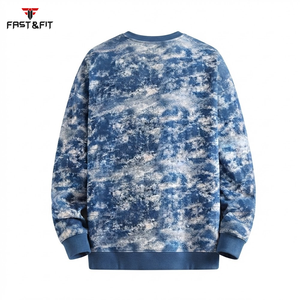 Sweat-shirt à col rond en coton 100% de haute qualité, couleur unie, coupe ample, effet délavé, avec logo personnalisé, en vente. - Product Image 2