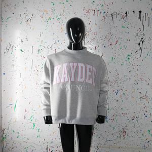 Sudadera KAYDEE HEATHER GREY con cuello alto, 100% BLANCO, con apliques bordados, cuello ancho, URBAN PRODUCTIONS - Product Image 3