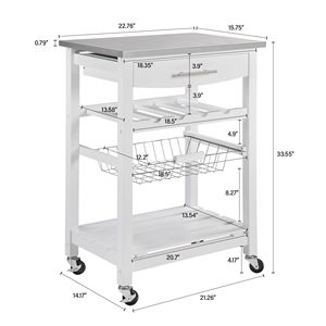 Carrello da Cucina Mobile con Isola, Cassetto Sottostante e Cesto Portaoggetti Scorrevole in Rete - Product Image 2