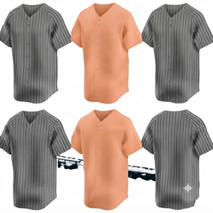 100% Cotton <b>Peach</b> Baseball Jersey Stitched Team Uniform Personalized Athletic Wear Anti-Bacterial Mesh Fabric Short Sleeve - Product Image 2