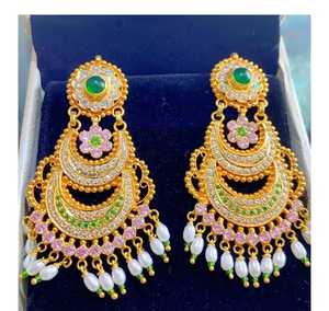 LISAJEWELLERS Boucles d'oreilles Jhumka classiques en or massif 22 carats, certifiées avec le sceau de qualité, bijoux de luxe indiens pour mariages et fêtes, cadeau idéal - Product Image 2
