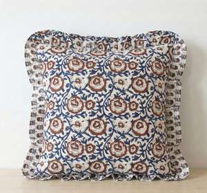 Housse de coussin bohème en coton faite à la main avec imprimé floral, coussins décoratifs de luxe, housses de coussin bohème à volants - Product Image 4