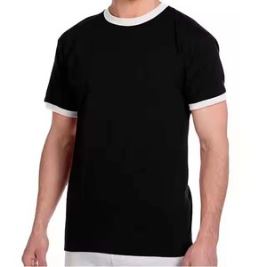 เสื้อยืดคอกลมแขนสั้นผู้ชายผ้าฝ้าย 100% สีทูโทน สกรีนโลโก้ด้านหน้าตามแบบ OEM ระบายอากาศได้ดี แห้งเร็ว เหมาะสำหรับออกกำลังกาย - Product Image 1