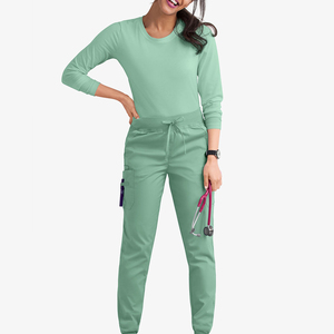 High Quality Women's Medical Uniforms Comfortable Knitted Polyester/Cotton Quick Dry Breathable <b>Scrub</b> <b>Sets</b> for Nurses Clinics - Product Image 2