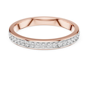 Bague solitaire en or rose 14 carats avec diamant de laboratoire rond pour femme |   Vêtements de mariage |   Nouveau diamant cultivé - Product Image 1