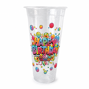 Custom Printing 22 Oz Polypropylene PP <b>Plastic</b> <b>Cup</b> Natural Tall Size with Birthday Logo <b>Cup</b> made in Indonesia - Product Image 2