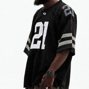 Camiseta de Fútbol Americano Negra Extra Grande para Hombre, Estilo Urbano, Sublimación, Impresión 21, Ropa Deportiva Personalizada, Fabricación al por Mayor OEM - Product Image 4