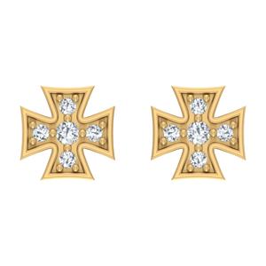 ต่างหูเพชรทรงกลมเจียระไนแบบบริลเลียนท์ 0.10 กะรัต เพชรเลี้ยงในห้องปฏิบัติการ ของขวัญสำหรับผู้หญิง ทองคำแท้ 10k/14k/18k สีขาว เหลือง ชมพู - Product Image 1