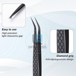 Pinces à cils en acier inoxydable fabriquées au Pakistan, avec poignée antidérapante, réutilisables, durables, longueur 10 mm - Product Image 2