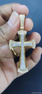 Magnifique pendentif hip-hop en moissanite et diamant en argent sterling 925 massif avec placage or jaune et or rose pour tous - Product Image 5