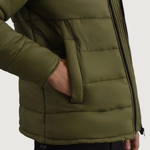 Blouson matelassé à capuche personnalisé pour homme – Collection Printemps – Style universitaire, moto, streetwear – Design uni, imperméable à l'avant - Product Image 6